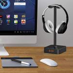 Black RGB Headphone Stand with USB Charger