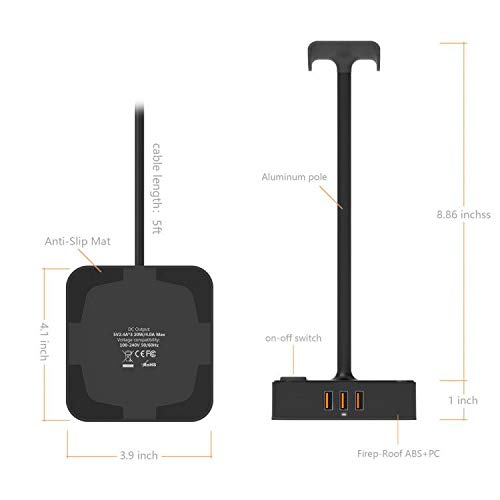 Black RGB Headphone Stand with USB Charger
