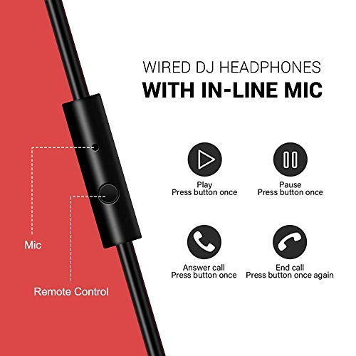 Red Over-Ear Headphones with Hi-Fi Sound & Bass Boost