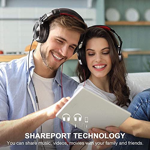Red Over-Ear Headphones with Hi-Fi Sound & Bass Boost