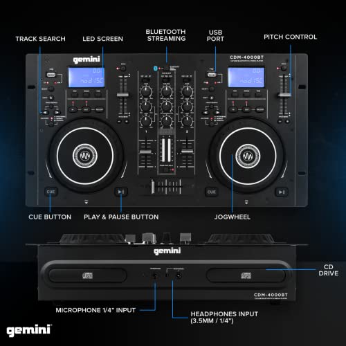 Gemini CDM-4000BT Professional DJ Mixer with Bluetooth Streaming
