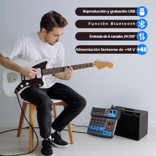 Mini DJ Mixer with USB, Bluetooth and DSP Effects
