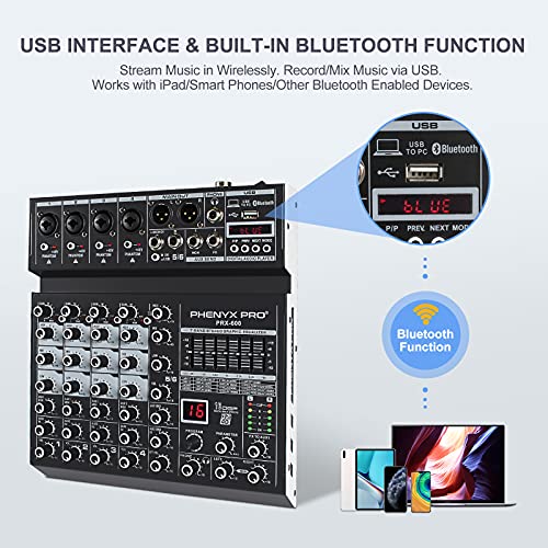 6-Channel DJ Mixer w/Bluetooth & DSP Effects