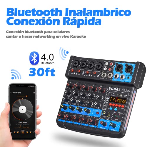 Mini DJ Mixer with USB, Bluetooth and DSP Effects