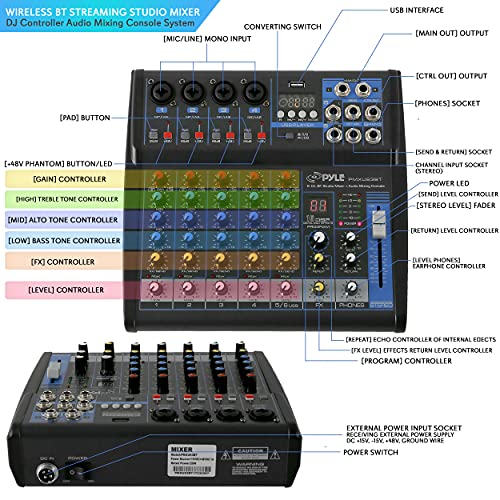 Pyle Audio Mixer System with Bluetooth - PMXU63BT