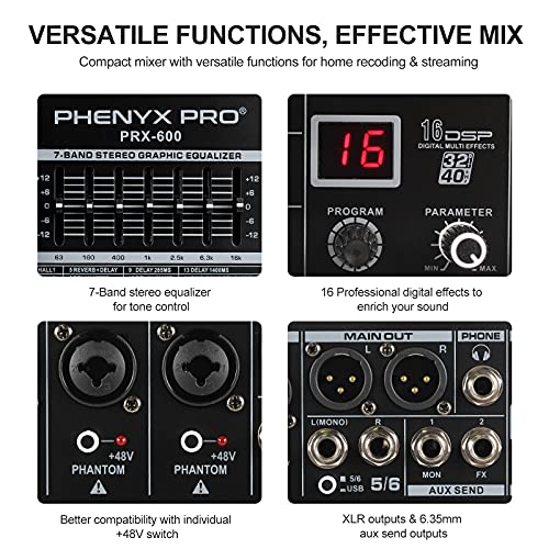 6-Channel DJ Mixer w/Bluetooth & DSP Effects