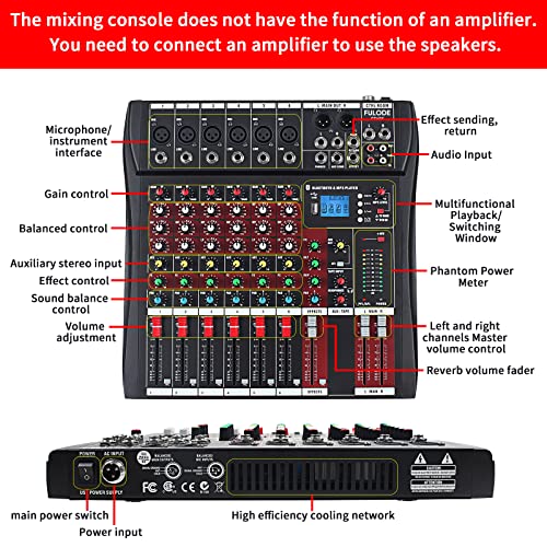 6-Channel DJ Mixer with Bluetooth and Effects