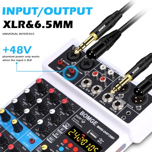 BOMGE 4 Channel DJ Mixer with Recording & Bluetooth