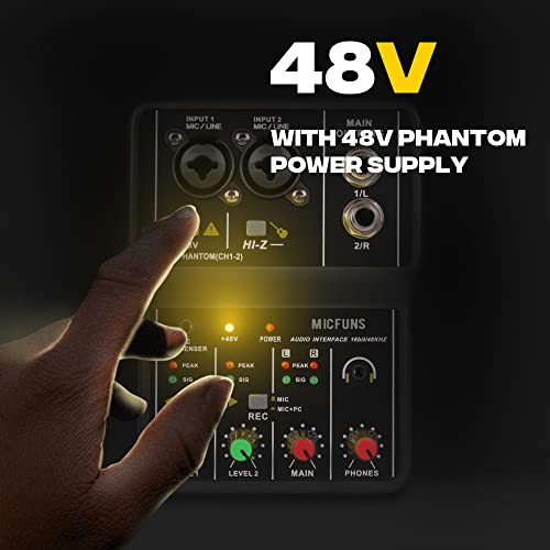 2-Channel Audio Mixer with Phantom Power & Combo Jack
