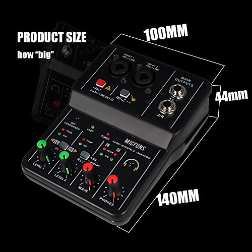2-Channel Audio Mixer with Phantom Power & Combo Jack