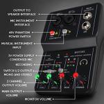 2-Channel Audio Mixer with Phantom Power & Combo Jack