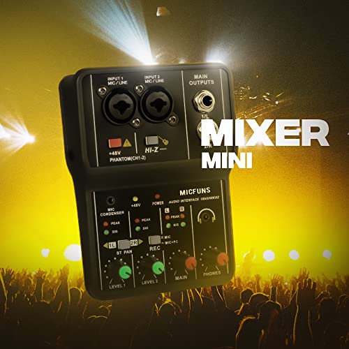 2-Channel Audio Mixer with Phantom Power & Combo Jack