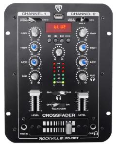 2-Channel Bluetooth DJ Mixer with USB & 4 Inputs