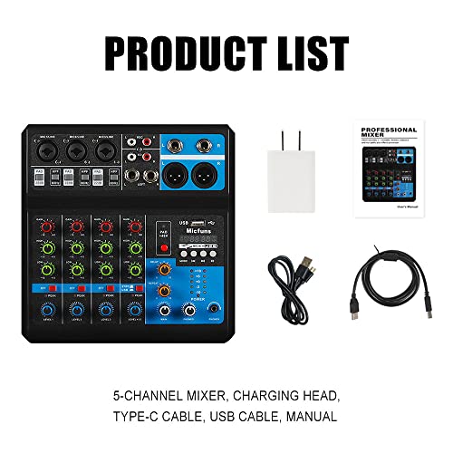 5 channel DJ mixer with Bluetooth and USB