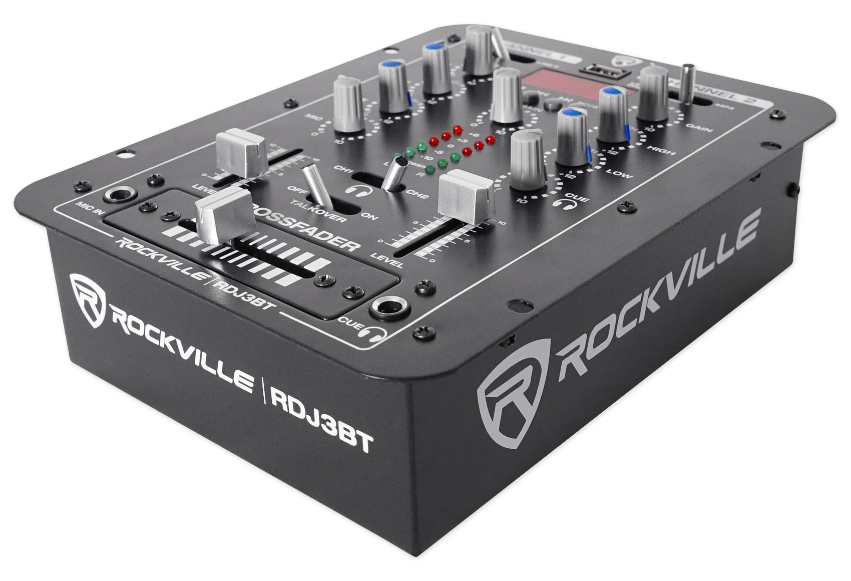 2-Channel Bluetooth DJ Mixer with USB & 4 Inputs