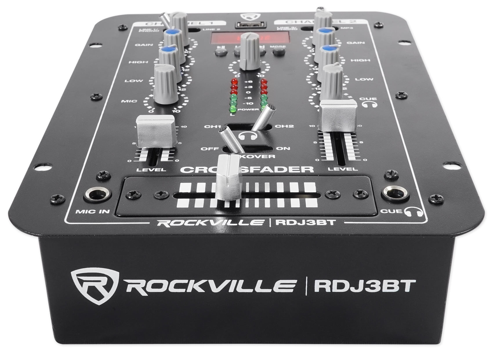 2-Channel Bluetooth DJ Mixer with USB & 4 Inputs