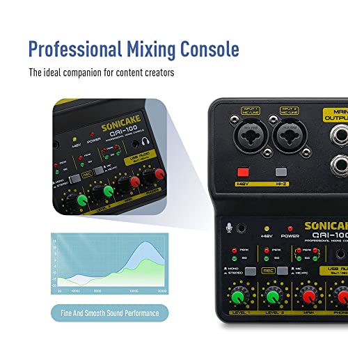 Compact 2-Channel Audio Mixer with USB