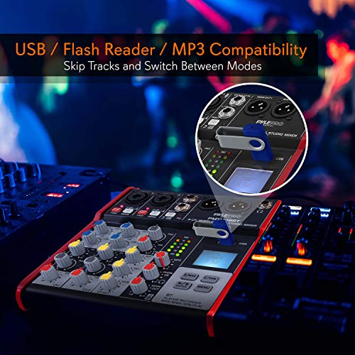 Portable Bluetooth DJ Mixer with USB Interface - Red