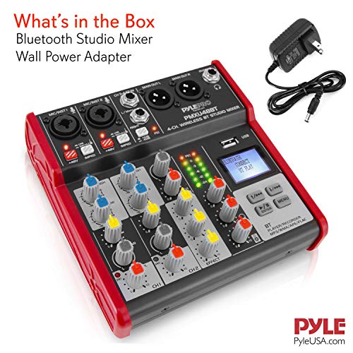 Portable Bluetooth DJ Mixer with USB Interface - Red