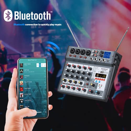 Wireless Mic DJ Mixer with Bluetooth & Soundcard