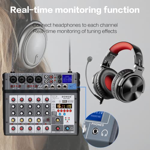 Wireless Mic DJ Mixer with Bluetooth & Soundcard