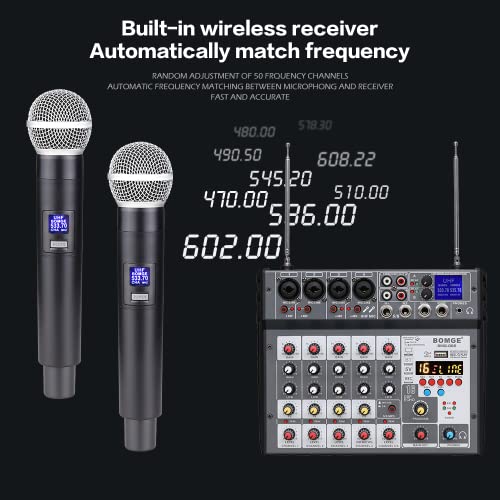 Wireless Mic DJ Mixer with Bluetooth & Soundcard