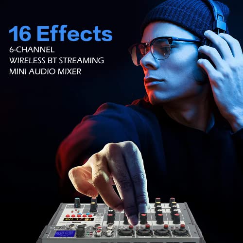 Wireless Mic DJ Mixer with Bluetooth & Soundcard