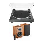Black Audio-Technica Turntable with Bookshelf Speaker and USB