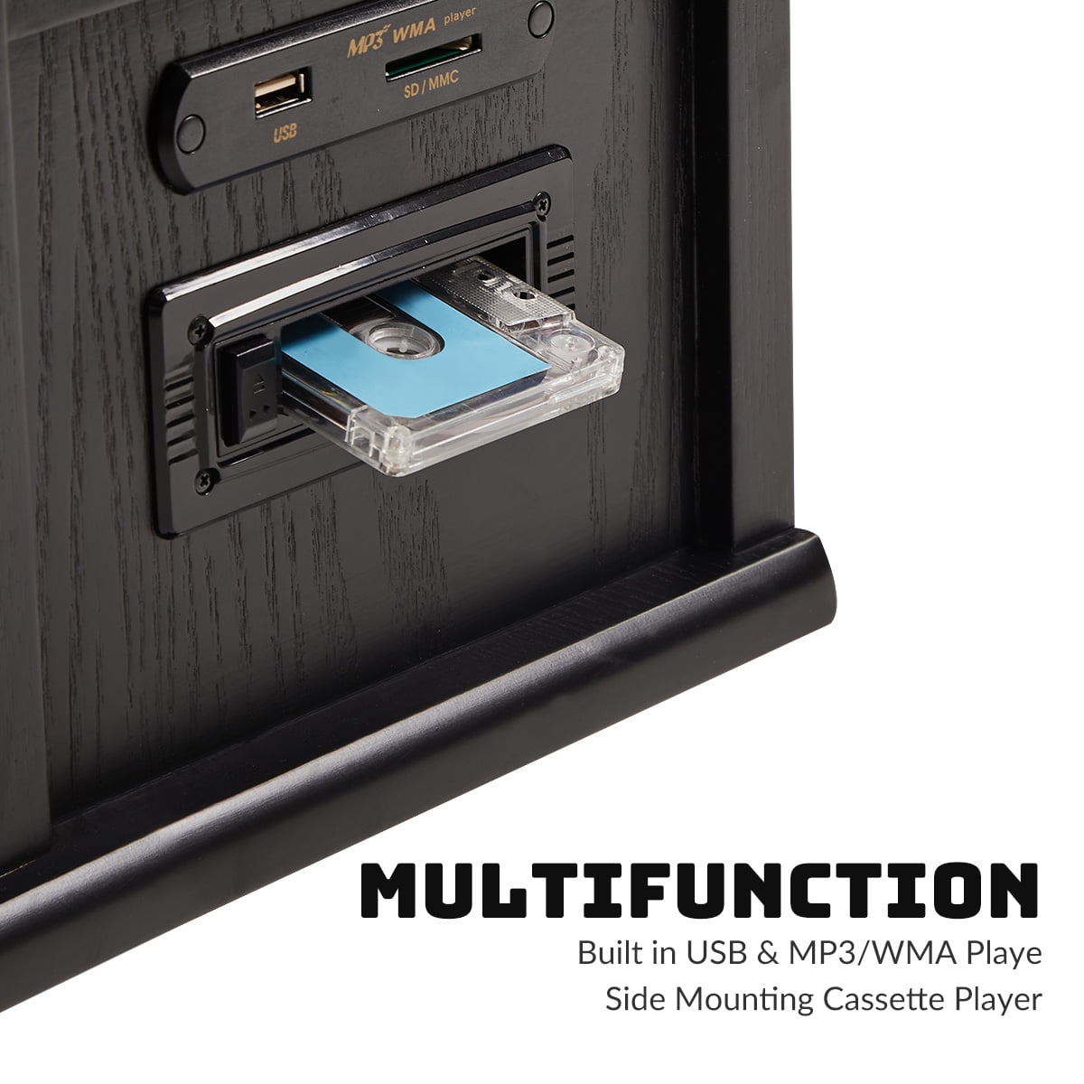 10-in-1 Bluetooth Wood Turntable with Speakers
