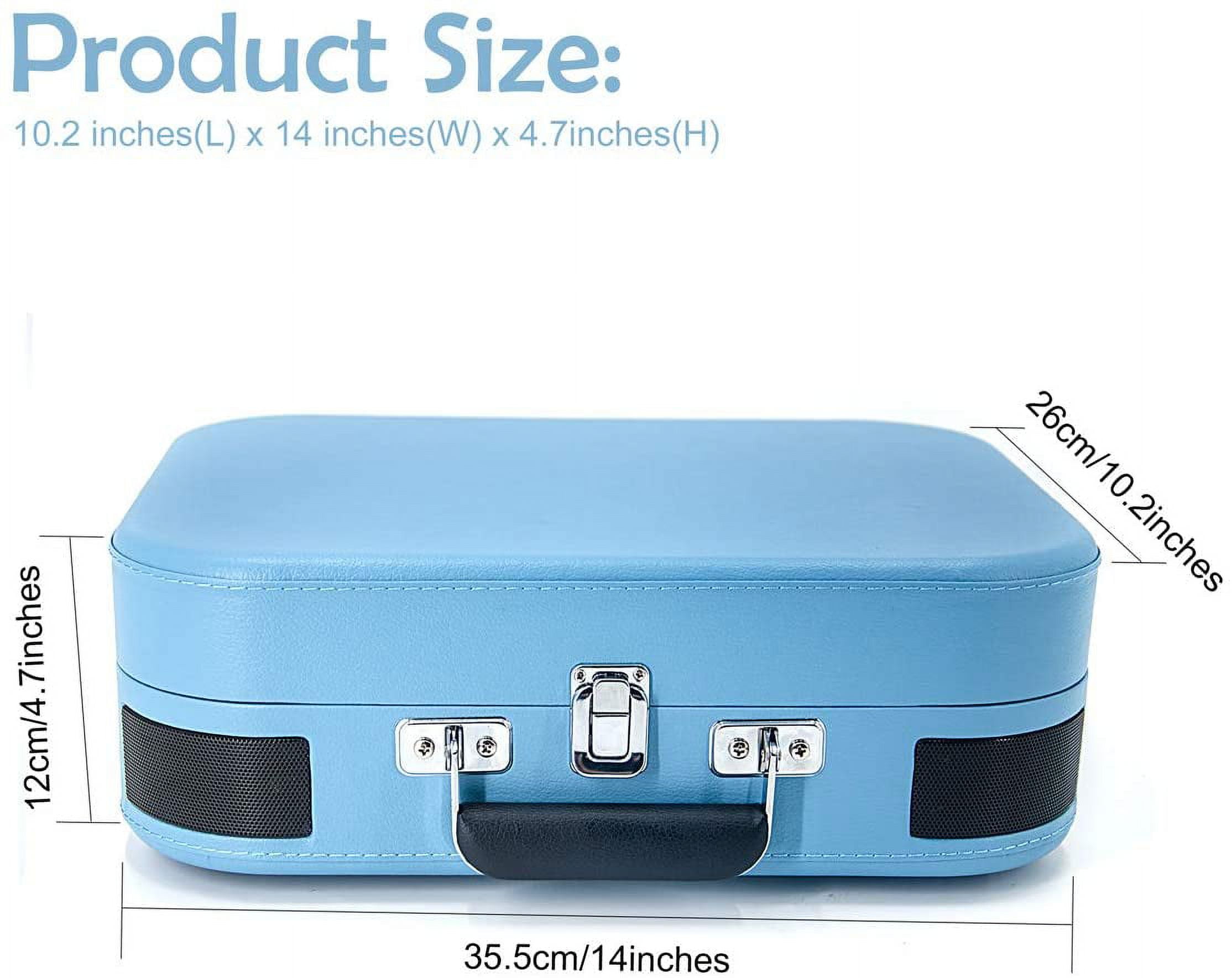 Portable Wireless Vintage Vinyl Turntable, Blue