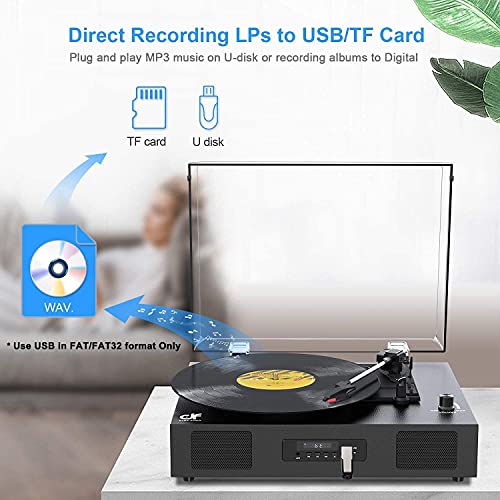 Bluetooth Record Player with Built-in Speakers & USB Recording