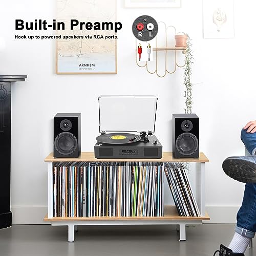 Bluetooth Record Player with Built-in Speakers & USB Recording