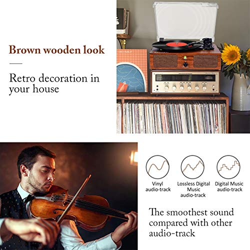 Wireless Vintage Vinyl Turntable with Speakers & USB