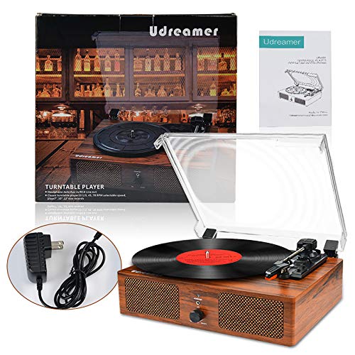 Wireless Vintage Vinyl Turntable with Speakers & USB