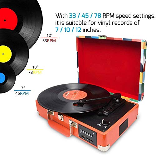 Retro Bluetooth Record Player with Speakers & USB