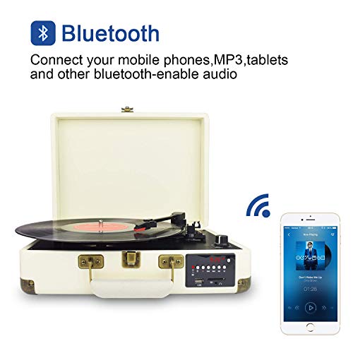 Bluetooth Record Player with Built-in Stereo Speakers