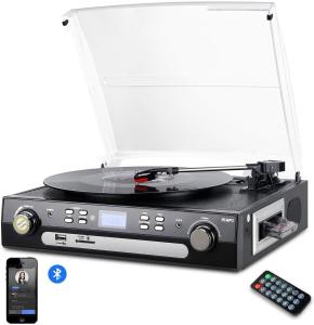 Bluetooth Turntable with Stereo Speakers for Vinyl to MP3