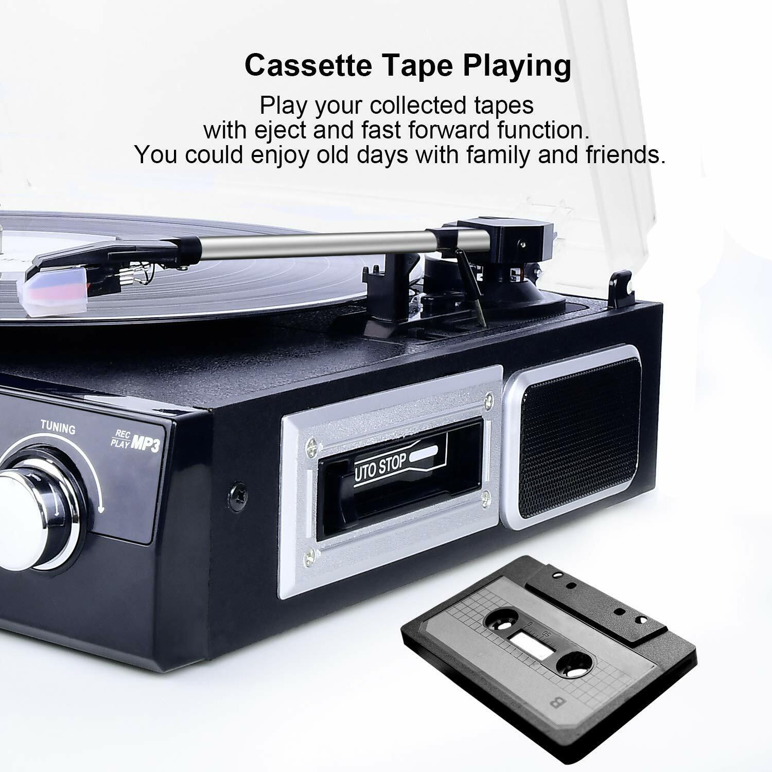 Bluetooth Turntable with Stereo Speakers for Vinyl to MP3