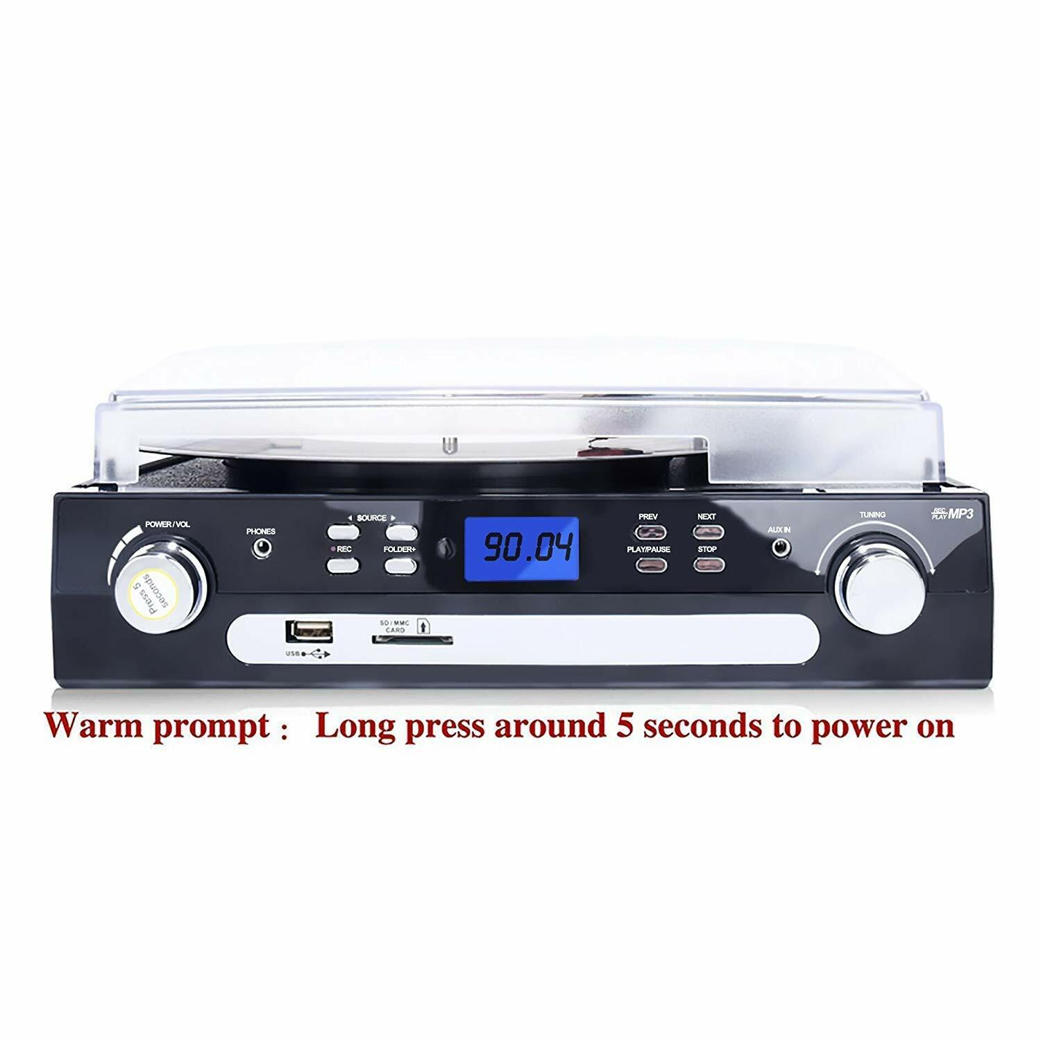 Bluetooth Turntable with Stereo Speakers for Vinyl to MP3