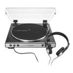 Audio-Technica turntable with headphones and speakers