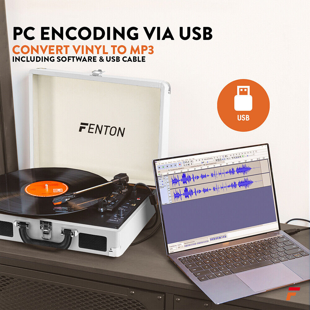 Fenton RP115D USB Vinyl Record Player with Speakers