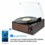 Vintage Bluetooth Belt-Drive Turntable with Aux Input