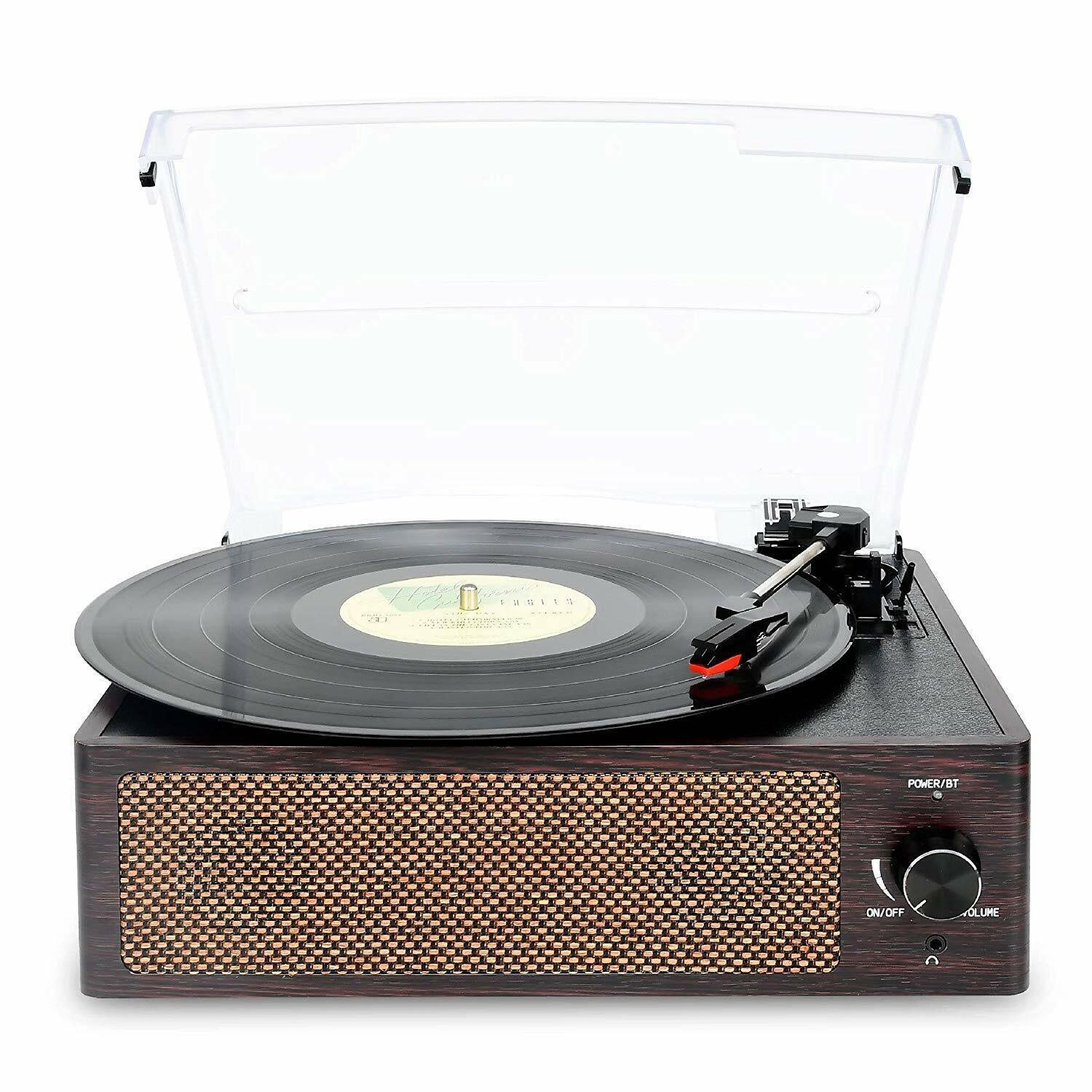 Vintage Bluetooth Belt-Drive Turntable with Aux Input