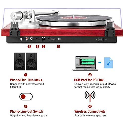 Bluetooth Turntable with USB Output and Pre-amp