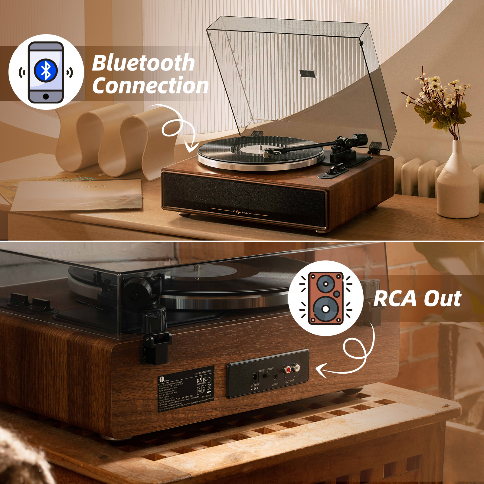 High Fidelity Belt Drive Turntable with Speakers