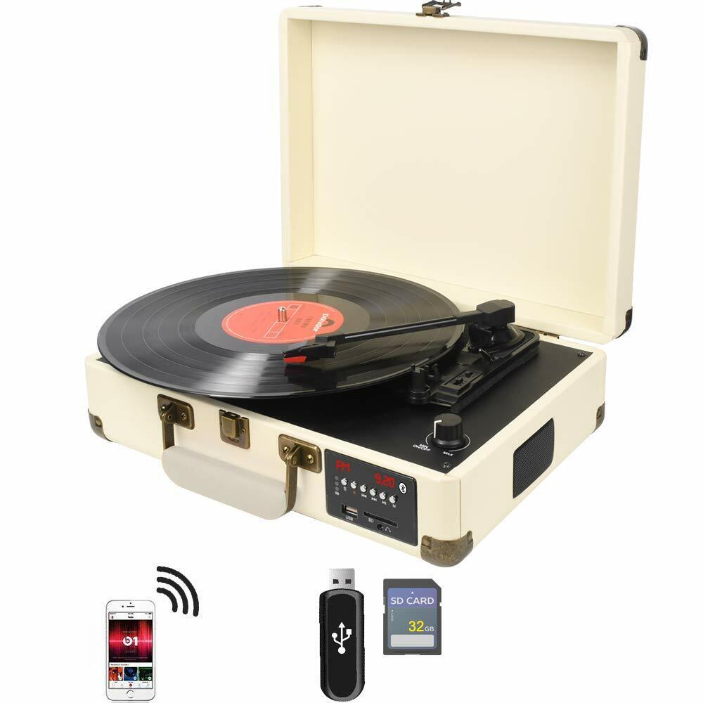 Multi-Function Suitcase Turntable with Bluetooth and FM