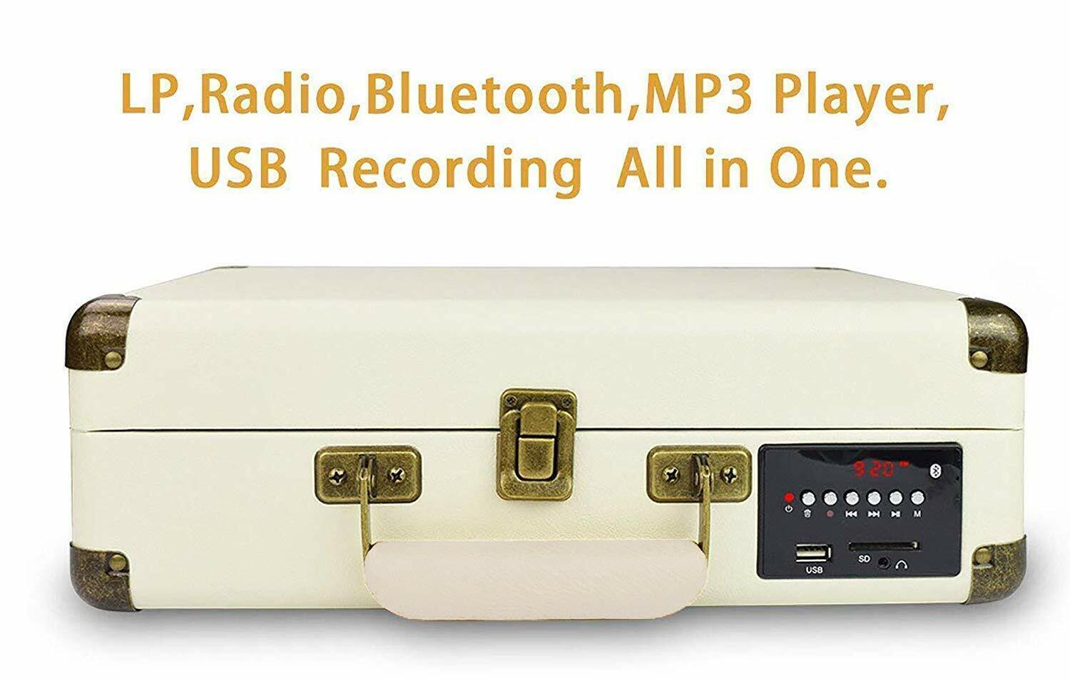 Multi-Function Suitcase Turntable with Bluetooth and FM