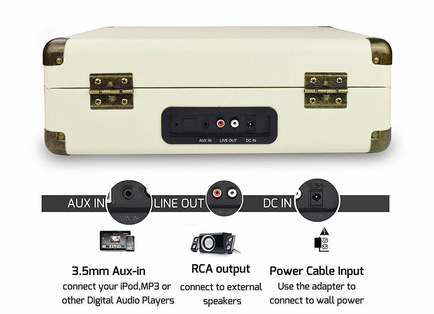 Multi-Function Suitcase Turntable with Bluetooth and FM