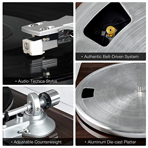 Wireless Belt-Drive Record Player with USB Recording