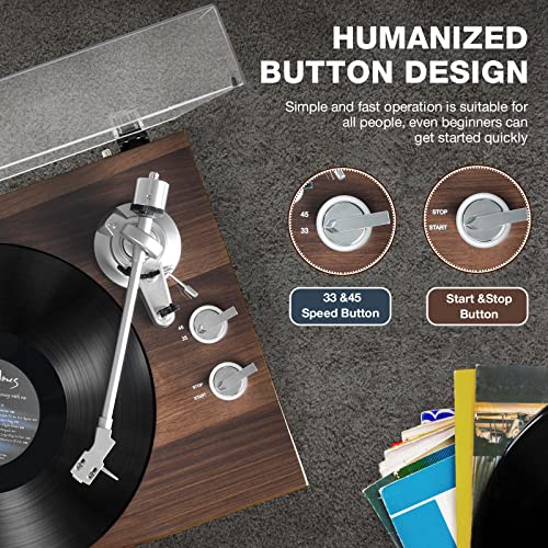 Wireless Belt-Drive Record Player with USB Recording